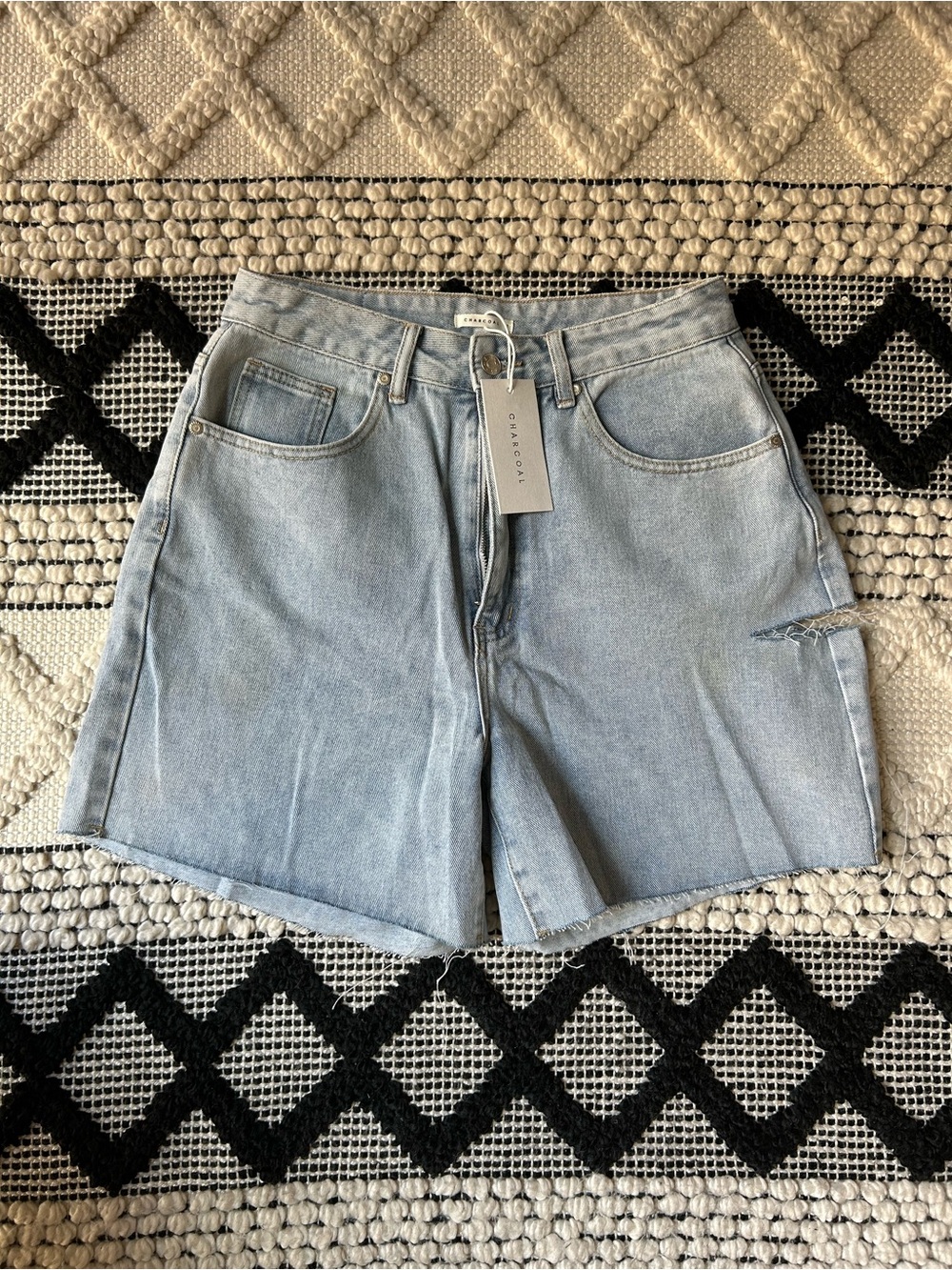 Light Blue Denim High-Rise Jean Shorts by Vagabond